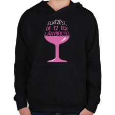 PRINTFASHION Elnézést, de ez egy lánybúcsú - Gyerek kapucnis pulóver - Fekete gyerek pulóver, kardigán