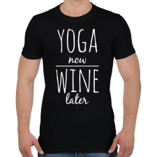 PRINTFASHION Előbb YOGA, aztán BOR - Férfi póló - Fekete férfi póló