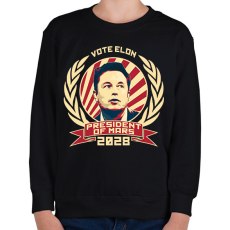 PRINTFASHION Elon Mars elnök - Gyerek pulóver - Fekete