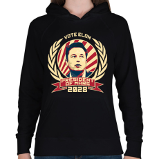 PRINTFASHION Elon Mars elnök - Női kapucnis pulóver - Fekete