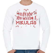 PRINTFASHION Először jön hozzám a Mákulás - Férfi pulóver - Fehér férfi pulóver, kardigán