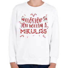 PRINTFASHION Először jön hozzám a Mákulás - Gyerek pulóver - Fehér gyerek pulóver, kardigán