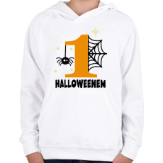 PRINTFASHION Első Halloweenem - Gyerek kapucnis pulóver - Fehér