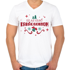 PRINTFASHION Első Karácsonyom - Férfi V-nyakú póló - Fehér férfi póló