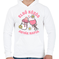 PRINTFASHION Első közös anyák napja - Férfi kapucnis pulóver - Fehér férfi pulóver, kardigán