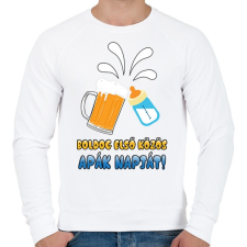 PRINTFASHION Első közös apák napja! - Férfi pulóver - Fehér férfi pulóver, kardigán