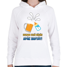 PRINTFASHION Első közös apák napja! - Női kapucnis pulóver - Fehér női pulóver, kardigán