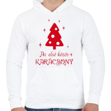 PRINTFASHION Első közös karácsony - Férfi kapucnis pulóver - Fehér