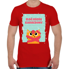 PRINTFASHION Első közös karácsony - Férfi póló - Piros