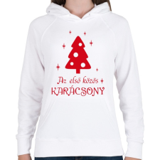 PRINTFASHION Első közös karácsony - Női kapucnis pulóver - Fehér női pulóver, kardigán