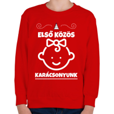 PRINTFASHION Első közös karácsonyunk 2 - Gyerek pulóver - Piros gyerek pulóver, kardigán