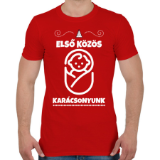 PRINTFASHION Első közös karácsonyunk - Férfi póló - Piros férfi póló