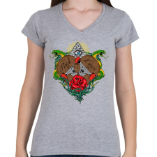 PRINTFASHION Első szerelem  - Női V-nyakú póló - Sport szürke női póló