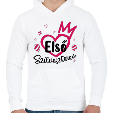 PRINTFASHION Első szilveszterem - Férfi kapucnis pulóver - Fehér