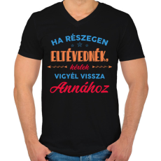 PRINTFASHION Eltévedni - Vigyél hozzá - Férfi V-nyakú póló - Fekete