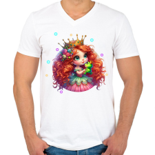 PRINTFASHION Elvarázsolt béka - Férfi V-nyakú póló - Fehér férfi póló