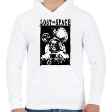 PRINTFASHION Elveszve az űrben - Férfi kapucnis pulóver - Fehér férfi pulóver, kardigán