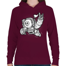 PRINTFASHION Elveszve az űrben - Női kapucnis pulóver - Bordó női pulóver, kardigán
