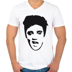 PRINTFASHION Elvis - Férfi V-nyakú póló - Fehér