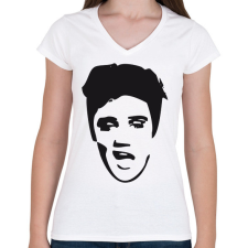 PRINTFASHION Elvis - Női V-nyakú póló - Fehér női póló