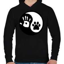 PRINTFASHION Ember/állat barátság - Férfi kapucnis pulóver - Fekete férfi pulóver, kardigán
