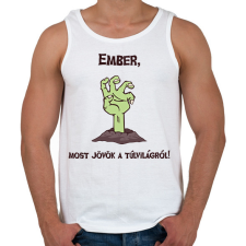 PRINTFASHION Ember, most jövök... - Férfi atléta - Fehér atléta, trikó