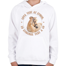 PRINTFASHION Emberré tesz a ló - Gyerek kapucnis pulóver - Fehér