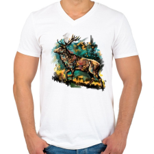 PRINTFASHION Emelt fővel - Férfi V-nyakú póló - Fehér férfi póló