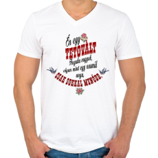 PRINTFASHION Én egy tetovált anyuka vagyok.  - Férfi V-nyakú póló - Fehér