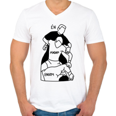PRINTFASHION Én Magam Engem - Férfi V-nyakú póló - Fehér