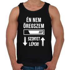 PRINTFASHION Én nem öregszem, Szintet lépek - Fehér - Férfi atléta - Fekete atléta, trikó