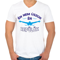 PRINTFASHION Én nem úszok - Férfi V-nyakú póló - Fehér