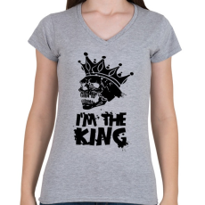 PRINTFASHION Én vagyok a király - Női V-nyakú póló - Sport szürke