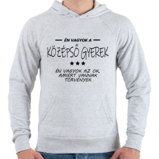 PRINTFASHION Én vagyok a középső gyerek... - Férfi kapucnis pulóver - Sport szürke