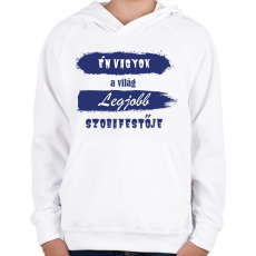 PRINTFASHION Én vagyok a világ legjobb szobafestője - Gyerek kapucnis pulóver - Fehér