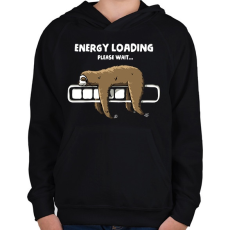PRINTFASHION Energia betöltése - Gyerek kapucnis pulóver - Fekete
