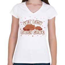 PRINTFASHION Energy saving - Női V-nyakú póló - Fehér női póló