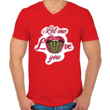 PRINTFASHION Engedd, hogy szeresselek! - Férfi V-nyakú póló - Piros férfi póló