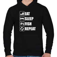 PRINTFASHION Enni, aludni, horgászni - Férfi kapucnis pulóver - Fekete