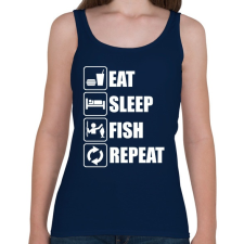 PRINTFASHION Enni, aludni, horgászni - Női atléta - Sötétkék női trikó