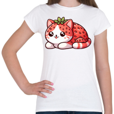PRINTFASHION Eper cica - Női póló - Fehér