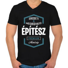 PRINTFASHION Építész prémium minőség - Férfi V-nyakú póló - Fekete
