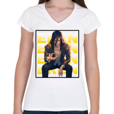 PRINTFASHION Eren Yeager minta (AOT) - Női V-nyakú póló - Fehér