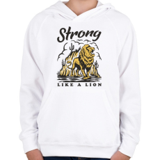 PRINTFASHION Erős mint az oroszlán - Gyerek kapucnis pulóver - Fehér