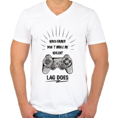 PRINTFASHION Erőszakos játék - Férfi V-nyakú póló - Fehér