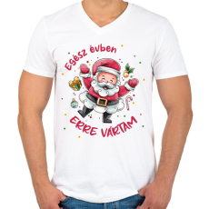 PRINTFASHION Erre vártam - Férfi V-nyakú póló - Fehér