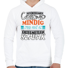 PRINTFASHION Értelmes csend - Férfi kapucnis pulóver - Fehér női pulóver, kardigán