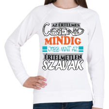 PRINTFASHION Értelmes csend - Női pulóver - Fehér női pulóver, kardigán