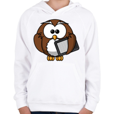 PRINTFASHION Értelmiségi bagoly - Gyerek kapucnis pulóver - Fehér