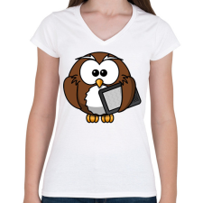 PRINTFASHION Értelmiségi bagoly - Női V-nyakú póló - Fehér női póló